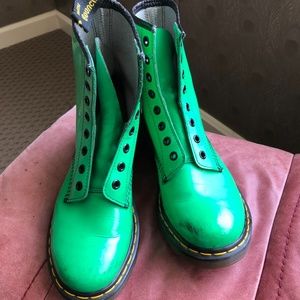 Green Patent Doc Marten boots